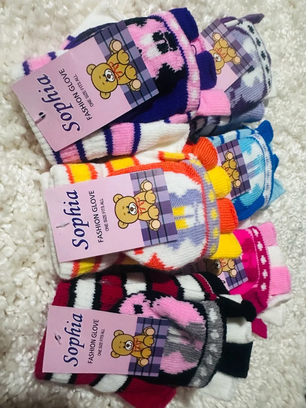 Kids Colorful Yellow & Red Fingerless Gloves-$10 each